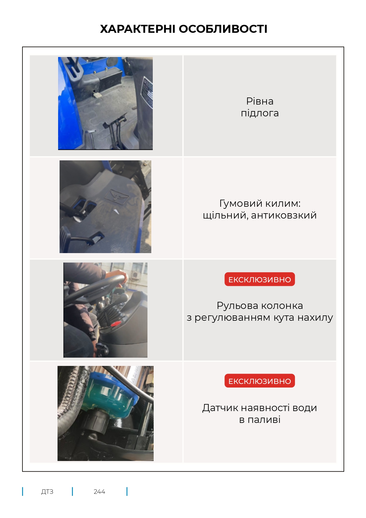 Характерные особенности модели ДТЗ 244